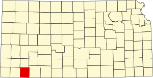 Map of Kansas highlighting Seward County