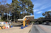 Bus interchange viewed from ground level