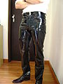 Men's black PVC pants