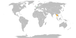 Map indicating locations of Netherlands and Thailand