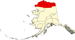 Location in North Slope Borough and the state of Alaska