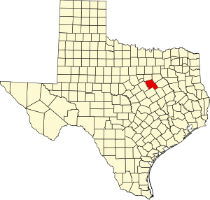 Map of Texas highlighting Hill County