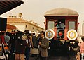 Crowd greets Tom Bradley's 1986 whistle-stop at the Fresno station