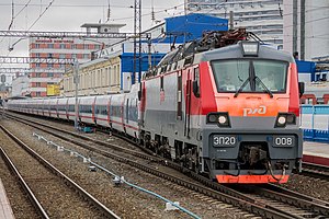 Electric locomotive EP20 with Strizh train