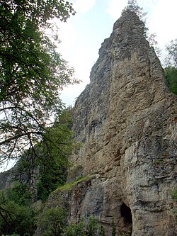 The Kalim-uskan Rock with the Salavat Yulayev Cave is a natural monument located in Ishimbaysky District