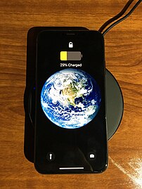 Inductive charger wirelessly charging a cellphone