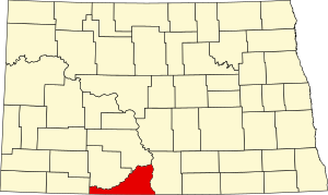 Map of North Dakota highlighting Sioux County