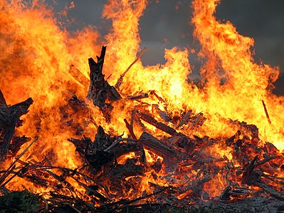 Midsummer bonfire closeup