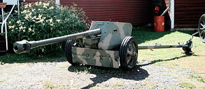 A PaK 40 páncéltörő löveg kiállítva a finn Parolai Páncélosmúzeumban.