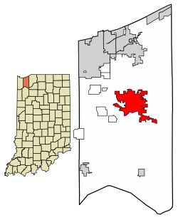 Location of Valparaiso in Porter County, Indiana.