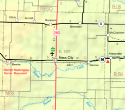 KDOT map of Ness County (legend)