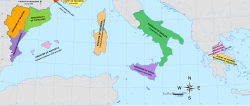 Diachronic map of the territories subject to the Crown of Aragon