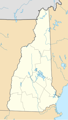 Mapa konturowa New Hampshire, na dole po lewej znajduje się punkt z opisem „Sunapee”