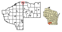 Location of Muscoda in Grant County, Wisconsin.