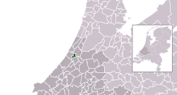 Highlighted position of Oegstgeest in a municipal map of South Holland