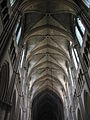 Gotiske kryssribbekvelv i skipet i Cathédrale Notre-Dame de Reims i Reims i Frankrike.