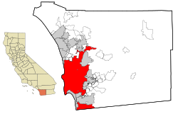 Location of San Diego within San Diego County