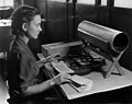 Image 10 Keypunch Picture: Unknown; restoration: Mmxx A woman using a Hollerith pantograph, a machine developed by Herman Hollerith for the punching of cards, providing data which could then be processed. Such tools were used in the 1890 United States Census, the first time the country's census was tabulated by machine. More selected pictures