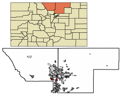 Location within Larimer and Weld counties of Colorado.