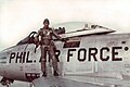 Captain Tony Bautista on his F-86 Sabre Jet Fighter (1964)