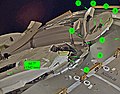 The petals (1) deploy outboard when the Capture Latch releases from roller link (2). The pivot point (3) is just outboard of the Capture Latch. Each petal has two launch locks (4) that fit into slots (5) atop the clevises, pockets (6) to accommodate Alignment Guides, and a feature (7) aligned with its respective Ready-to-Latch Indicator (8).[6][126]