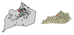 Location of Mockingbird Valley in Jefferson County, Kentucky