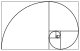 Fibonacci espiral com square sizes up to 34.