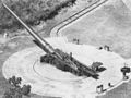 Aerial view of 16-inch Navy MkIIMI gun on M1919 barbette mount, Fort Kobbe, Panama Canal Zone
