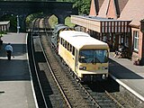 The prototype railbus LEV1, based on the Leyland National at Weybourne station in September 2005