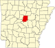 State map highlighting Faulkner County