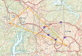 Image 11Map of Research Triangle, with points representing NC State University, Duke University, and University of North Carolina at Chapel Hill (from History of North Carolina)