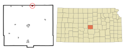 Location within Rice County and Kansas