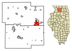 Location of Rochelle in Ogle County, Illinois.