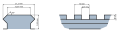 Metric dimensions on a Picatinny rail.