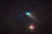 The comet in conjunction with Mars on 11 February