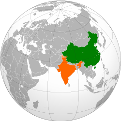 Map indicating locations of China and India