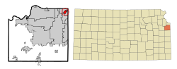 Location within Johnson County and کنساس