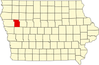 Locatie van Ida County in Iowa