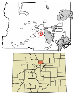 Location of the Seven Hills CDP in Boulder County, Colorado.