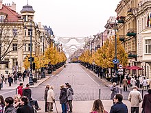 A busy, cobbled city street