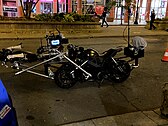 A camera-rigged motorcycle used during filming.