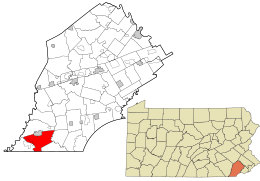 Location of East Nottingham in Chester County and Pennsylvania