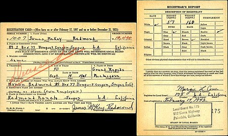 Redmond draft card, 1942