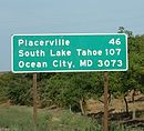 Mileage sign at the western terminus of US 50