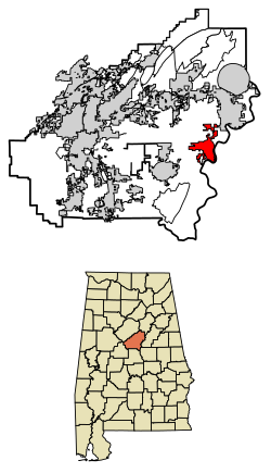 Location of Wilsonville in Shelby County, Alabama.