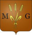 Arms of the French commune of Maruéjols-lès-Gardon, bearing a field tenné