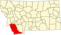 Map of Montana highlighting Beaverhead County