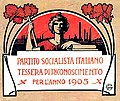 Gabriele Galantara, tessera del Partito Socialista Italiano del 1905 con i garofani rossi