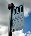 Image 38A bus stop in Denton bearing the logo of Transport for Greater Manchester (TfGM). TfGM is a functional executive body of the Greater Manchester Combined Authority and has responsibilities for public transport in Greater Manchester. (from Greater Manchester)