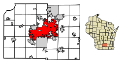 麥迪遜在戴恩郡和威斯康辛州的位置